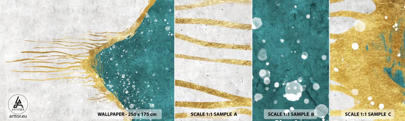 Photo Wallpaper Sample Self-Adhesive Deluxe Sticker - Golden Tide - Minimalism, Art Deco, Piece - 100x30 cm