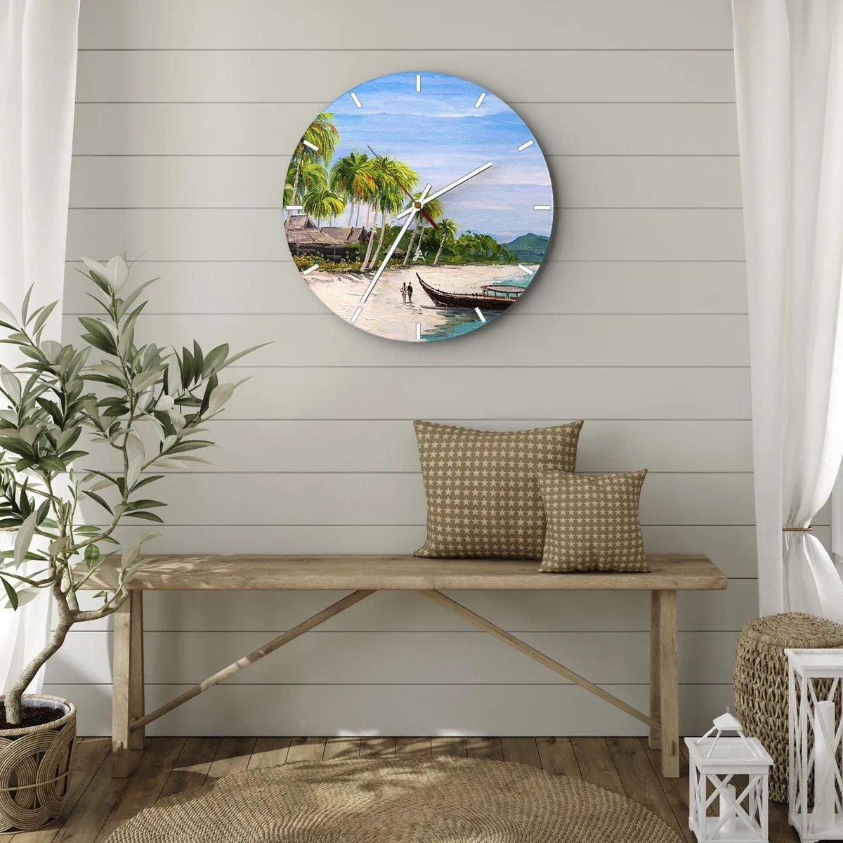 Wall clock - Clock on glass - Exotic Dream - 30x30 cm