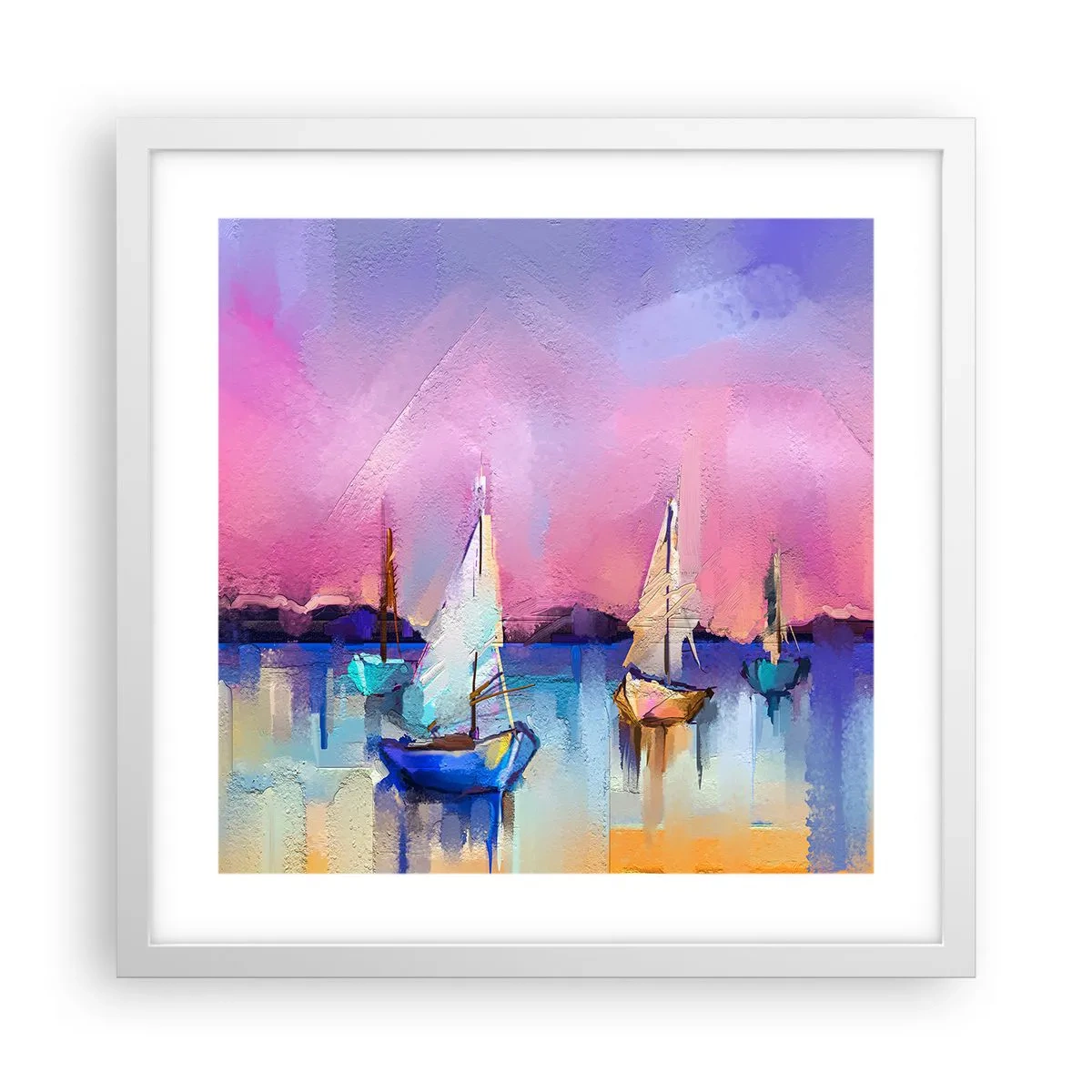 Poster in white frmae - Direction: High Sees - 40x40 cm