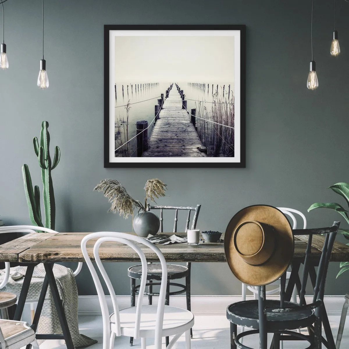 Poster in black frame - Immerse Yourself in Peace - 60x60 cm