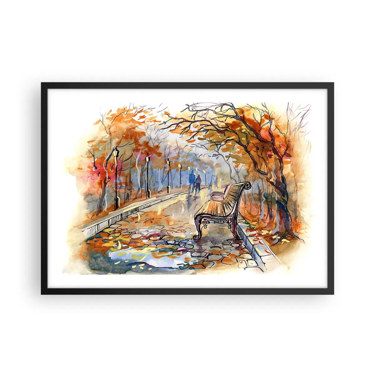 Poster in black frame - Walking together into Autumn - 70x50 cm