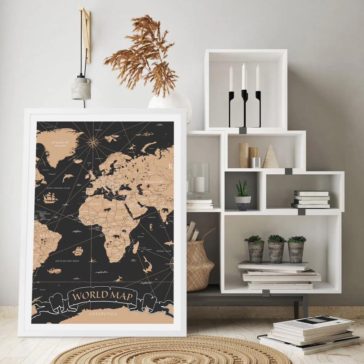 Poster in white frmae - Borders of My World - 61x91 cm
