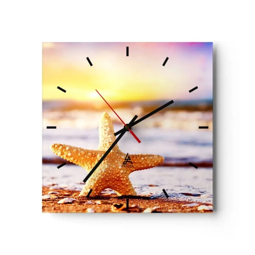 Wall clock - Clock on glass - Sea Kiss - 30x30 cm