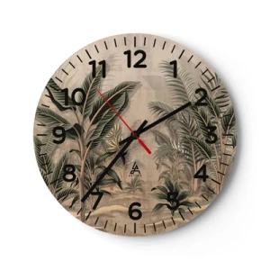 Wall clock - Clock on glass - Engraving in Colonial Style - 40x40 cm