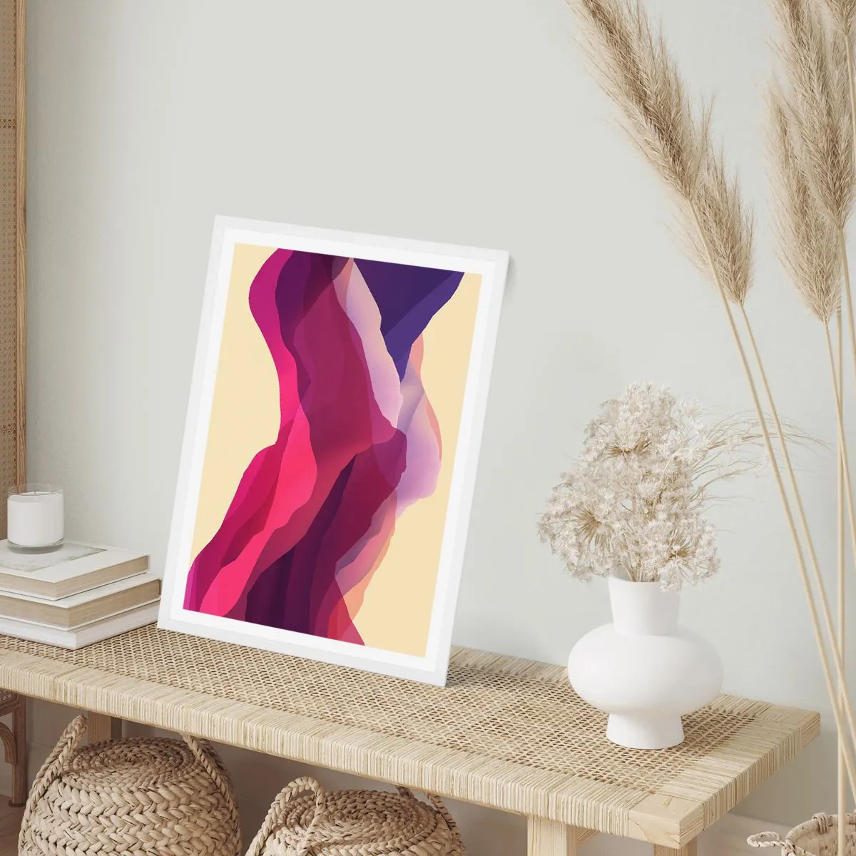 Poster in white frmae - Waves of Purple - 61x91 cm