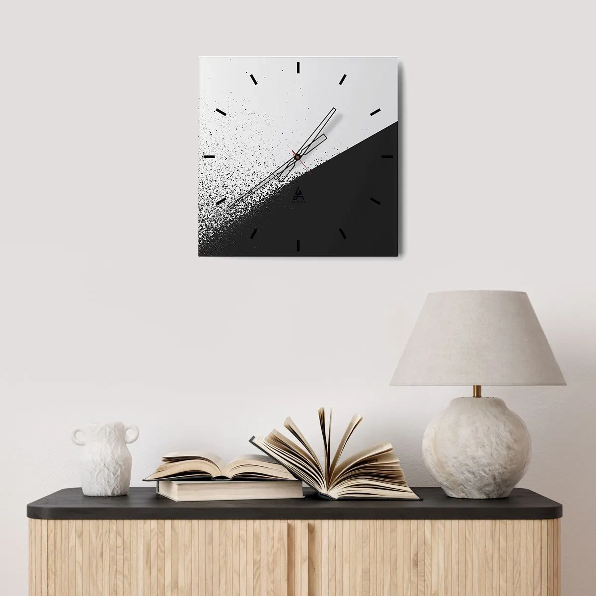 Wall clock - Clock on glass - Faster and More - 40x40 cm