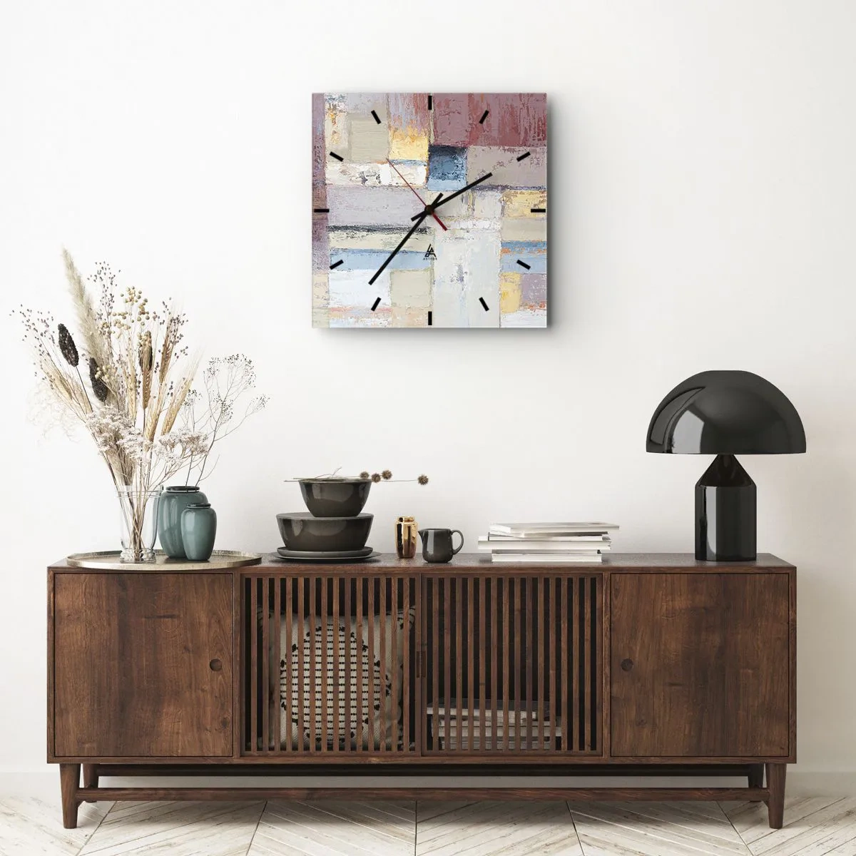 Wall clock - Clock on glass - Calm of Geometry - 30x30 cm