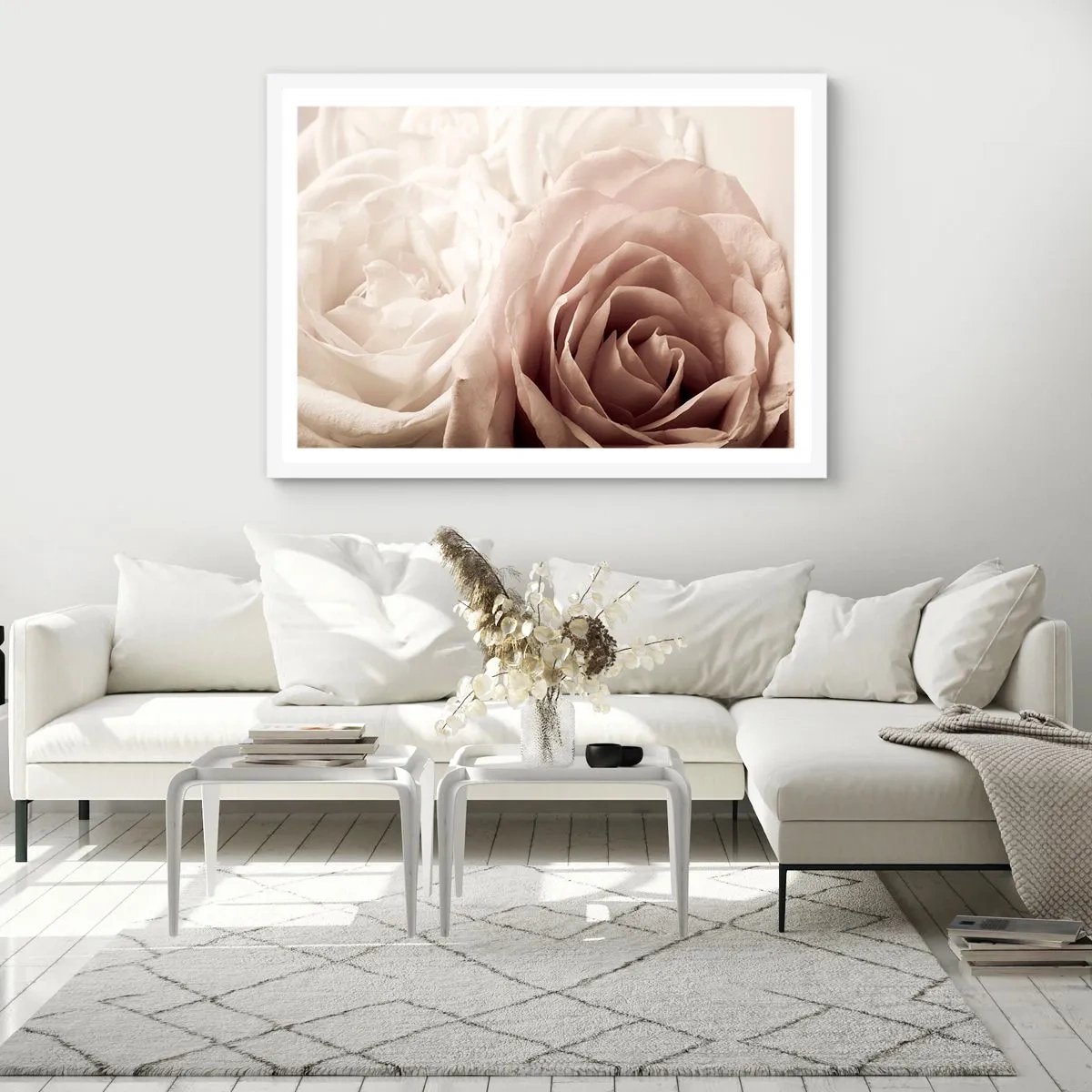 Poster in white frmae - In the Heart of a Rose - 100x70 cm