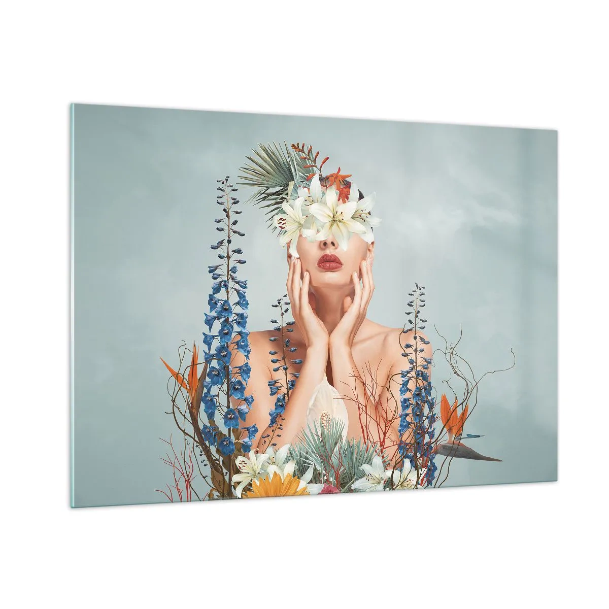 Glass picture - Woman – Flower - 100x70 cm