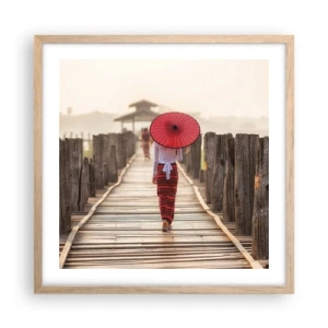 Poster in light oak frame - On an Old Bridge - 50x50 cm