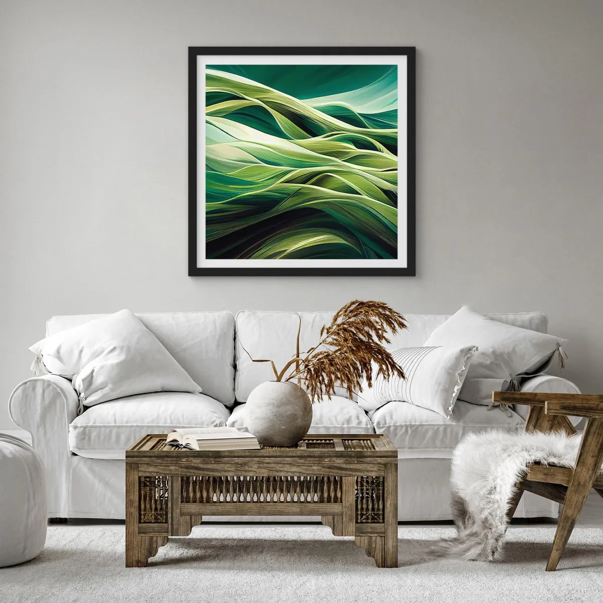 Poster in black frame - Abstract Playing Green - 60x60 cm