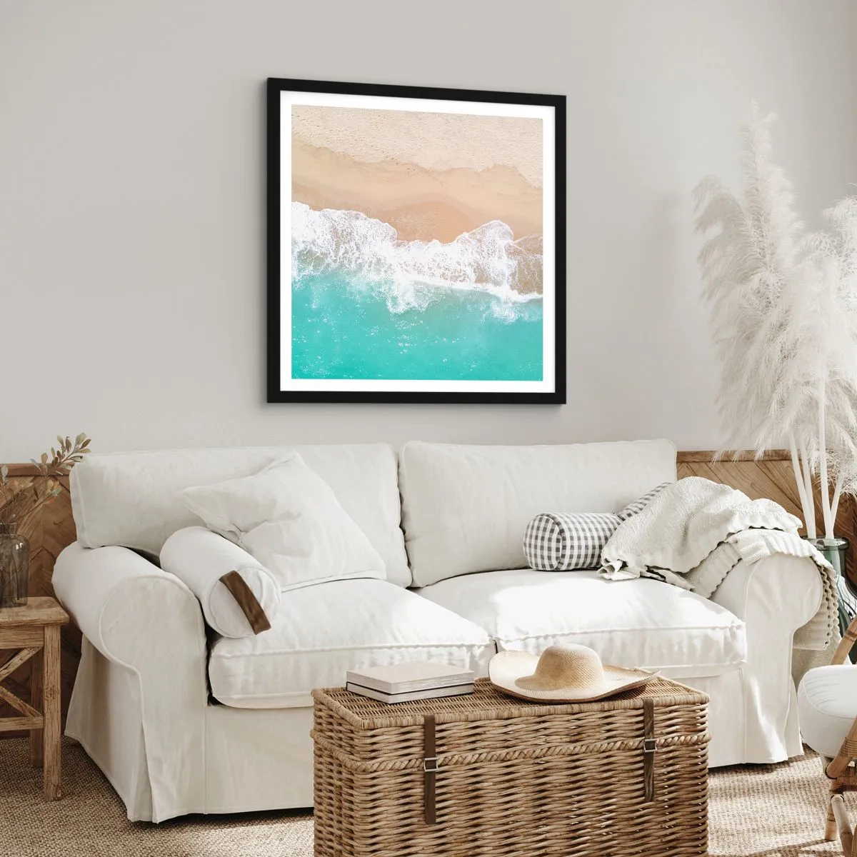 Poster in black frame - Touch Full of Caress - 50x50 cm