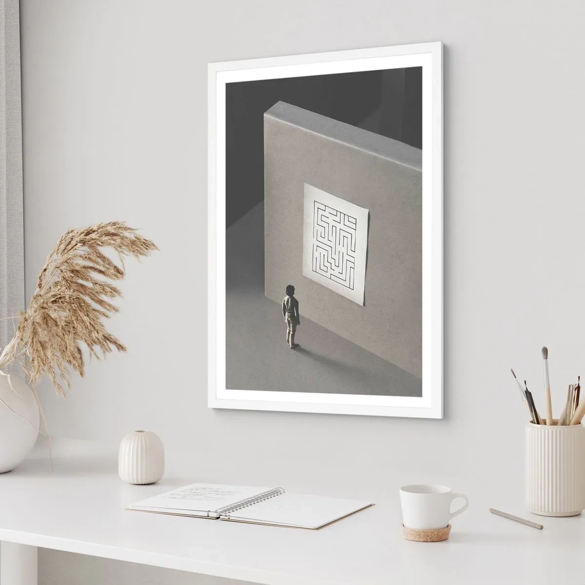 Poster in white frmae - But Where Am I? - 30x40 cm