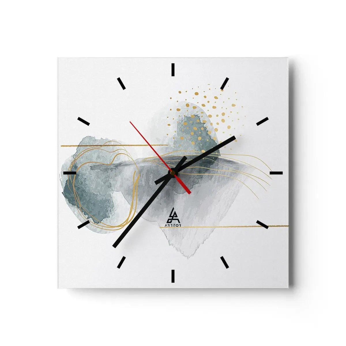 Wall clock - Clock on glass - On the Relationships of Grey and Gold - 30x30 cm