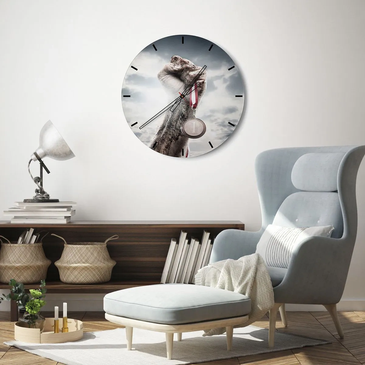 Wall clock - Clock on glass - Per Aspera Ad Astra - 40x40 cm