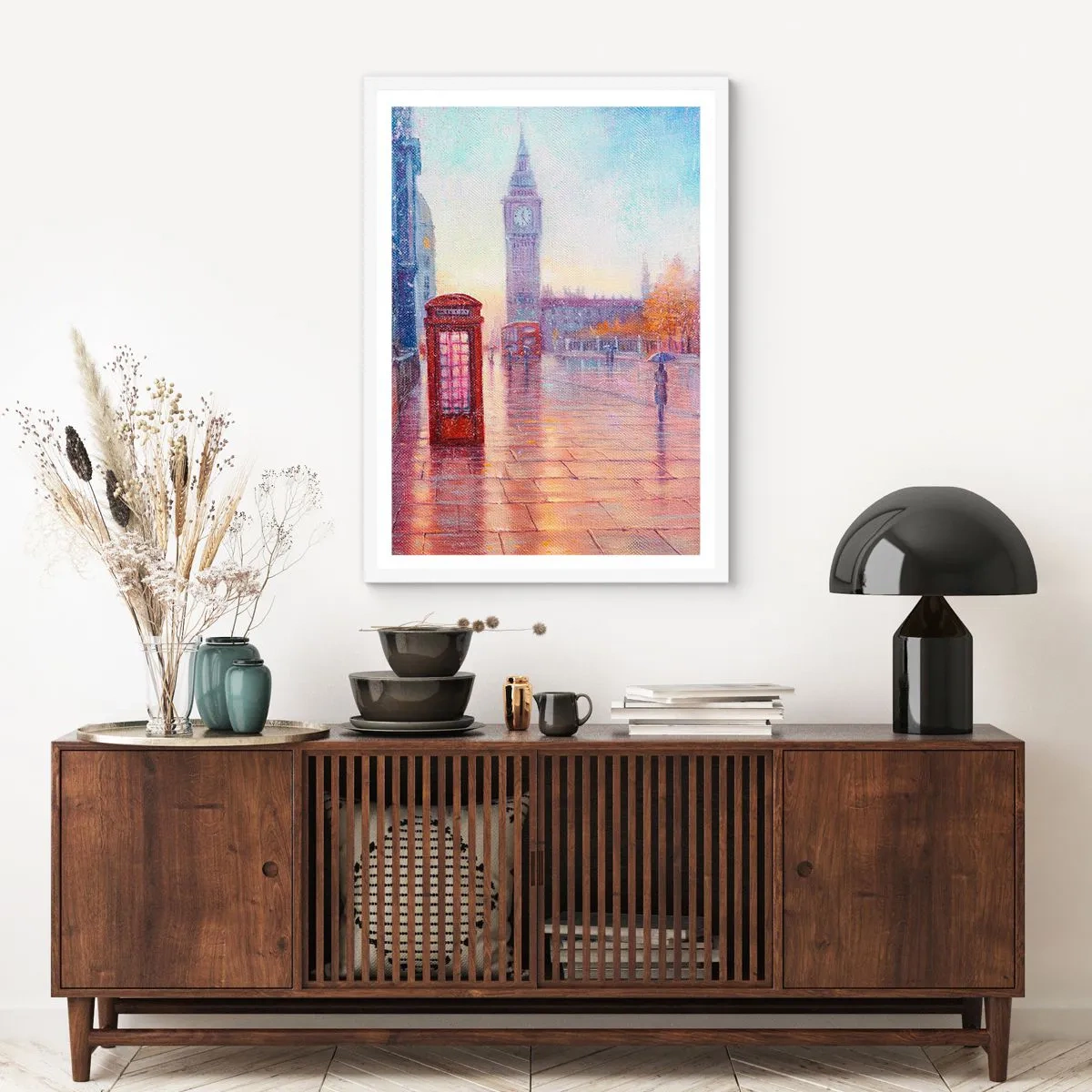 Poster in white frmae - London Autumn Day - 61x91 cm