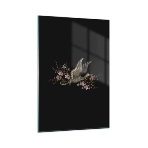 Glass picture - Exotic, Embroidered Bird - 80x120 cm