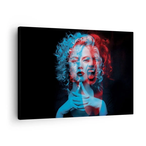 Canvas picture - Double portrait of a woman in red and blue - 70x50cm - Alter Ego - Modern wall decoration for the living room and bedroom ARTTOR