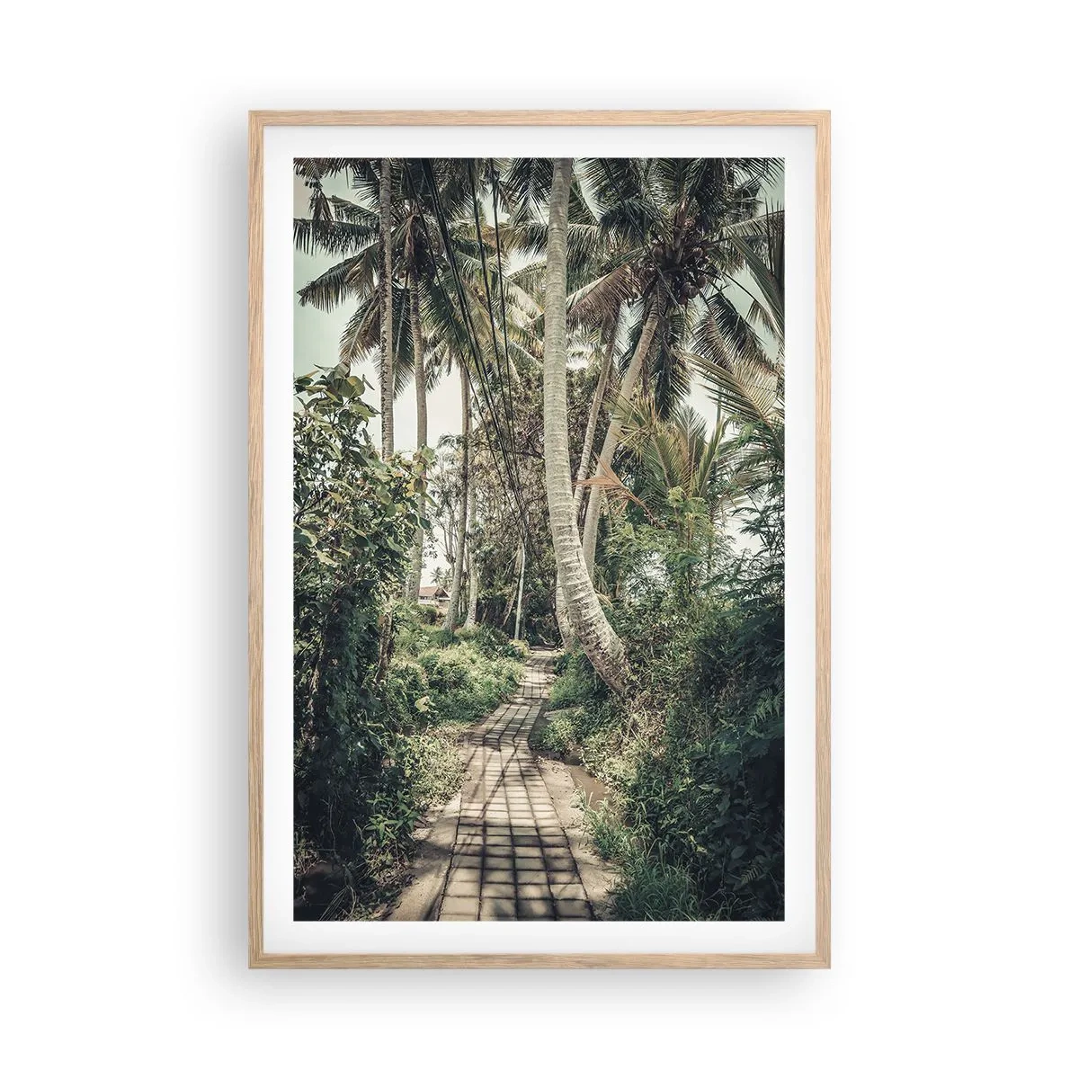 Poster in light oak frame - Palmtree Alley - 61x91 cm