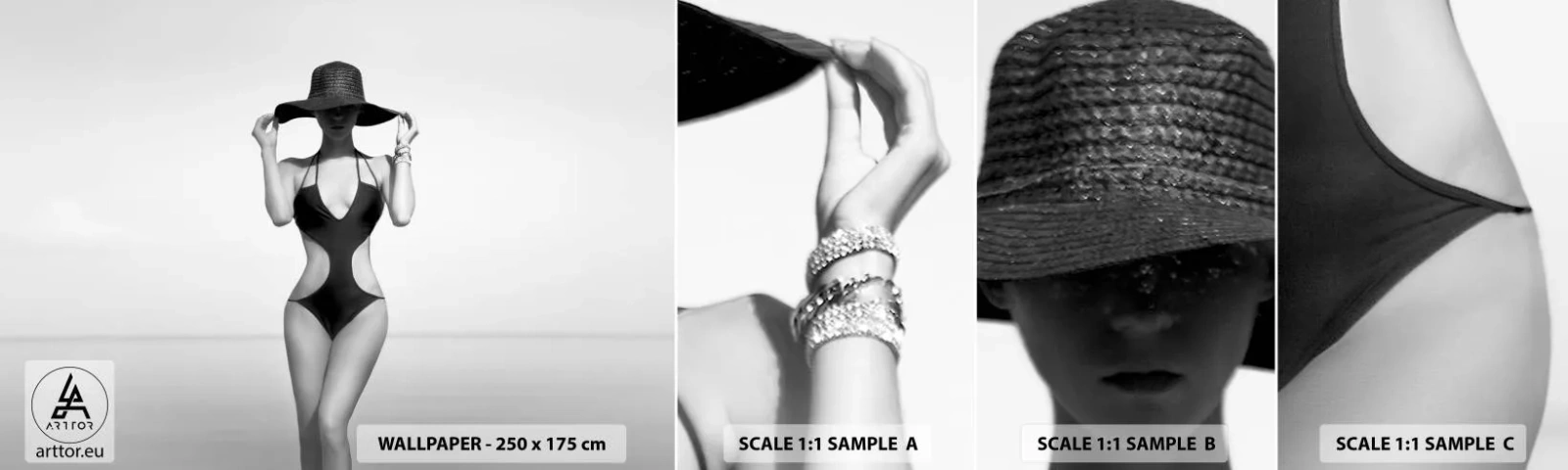 Photo Wallpaper Sample Standard Eco - My Name Is: Elegance - Woman, Beach, Fashion - 100x30 cm