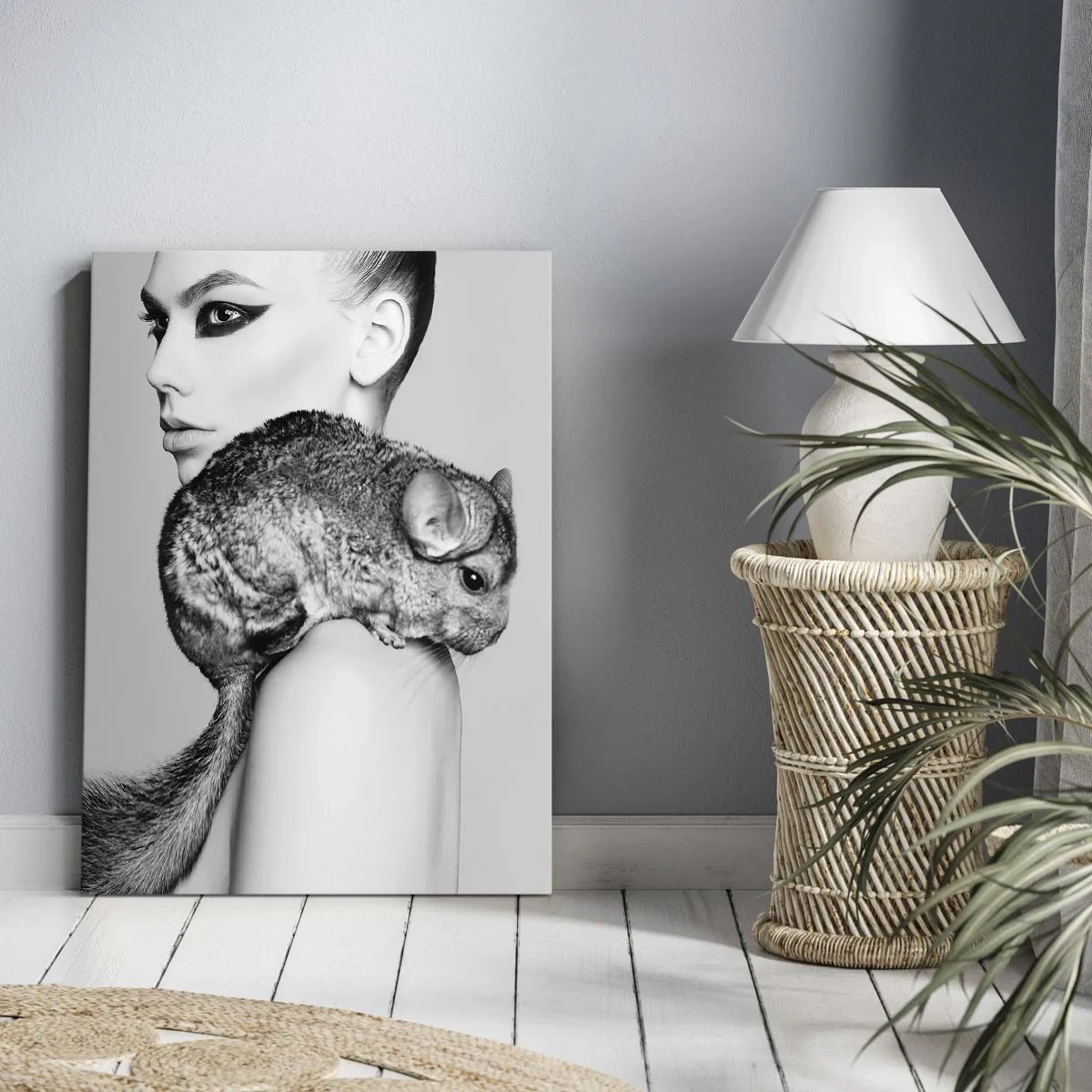 Canvas picture - Lady with a Chinchilla - 50x70 cm