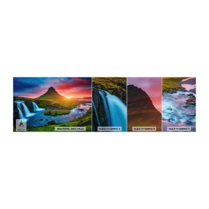Photo Wallpaper Sample Self-Adhesive Deluxe Sticker - Iceland - Fire and Water - Landscape, Iceland, Kirkjufellsfoss - 100x30 cm