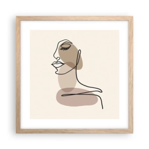 Poster in light oak frame - Listening to Herself - 40x40 cm