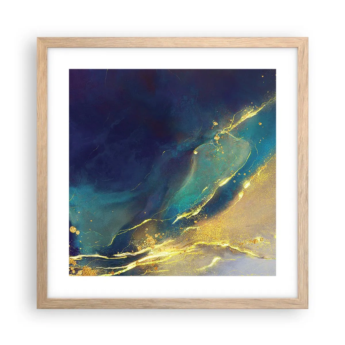 Poster in light oak frame - Golden Flood - 40x40 cm