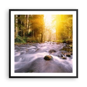 Poster in black frame - Malachite in Silver and Gold Setting - 60x60 cm