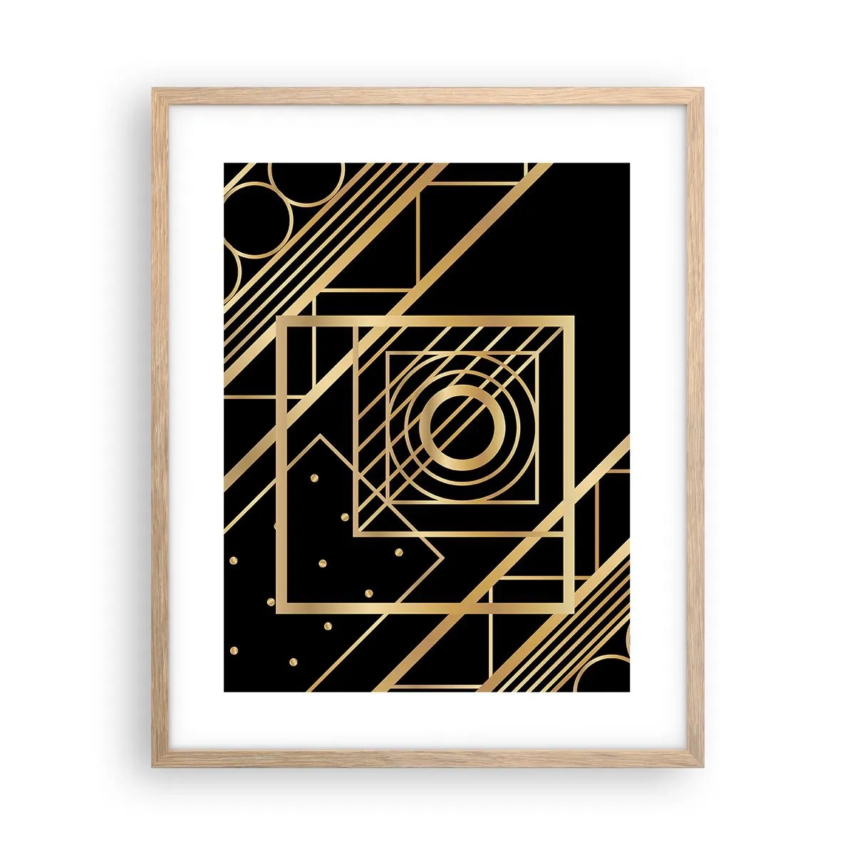 Poster in light oak frame - Golden Geometry - 40x50 cm