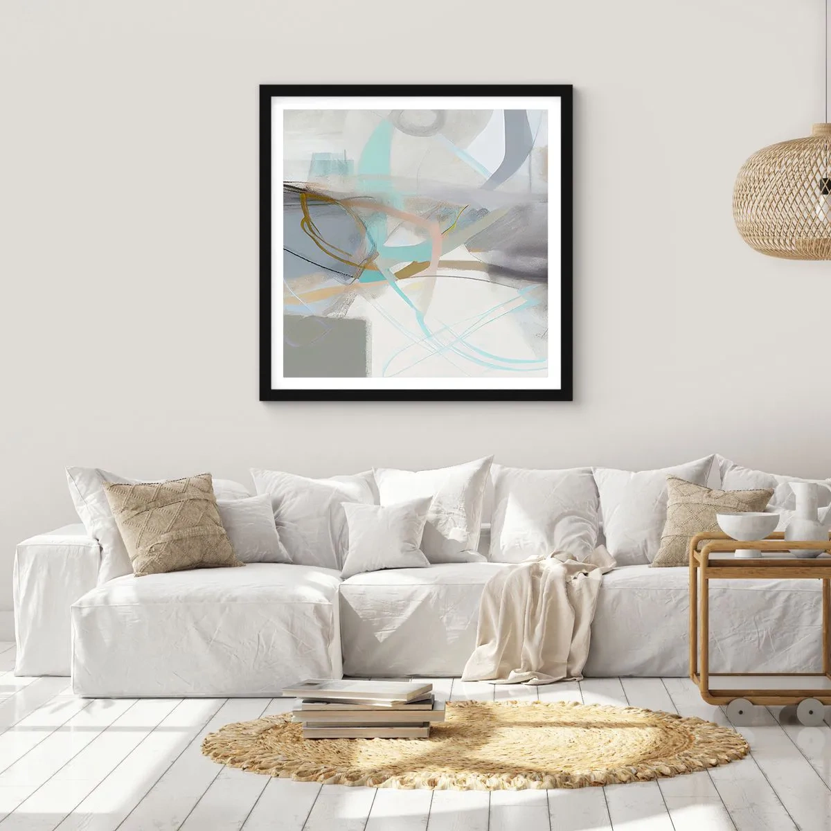 Poster in black frame - Foggy Abstract - 40x40 cm