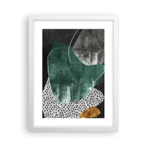 Poster in white frmae - Colourful Abstract with a Golden Petal - 30x40 cm