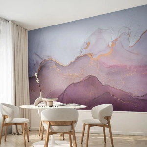 Photo Wallpaper Premium Canvas - Waves of Violet and Purple - Abstraction, Piece, Modern Art. - 500x350 cm