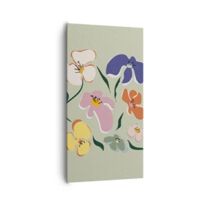 Canvas picture - Pansies in a Row - 65x120 cm