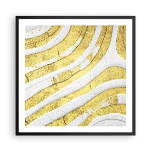 Poster in black frame - Composition in White and Gold - 60x60 cm