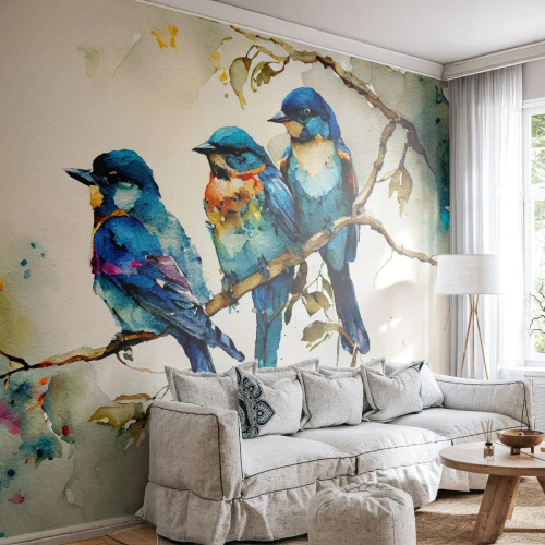 Self-Adhesive Photo Wallpaper Deluxe Sticker - Is It Offended? - Birds, Nature, Watercolor - 250x175 cm