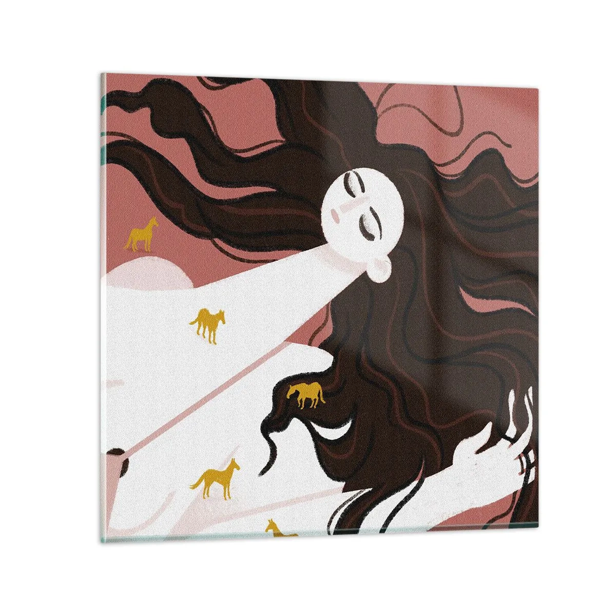 Glass picture - Dream of a Golden Horse - 60x60 cm