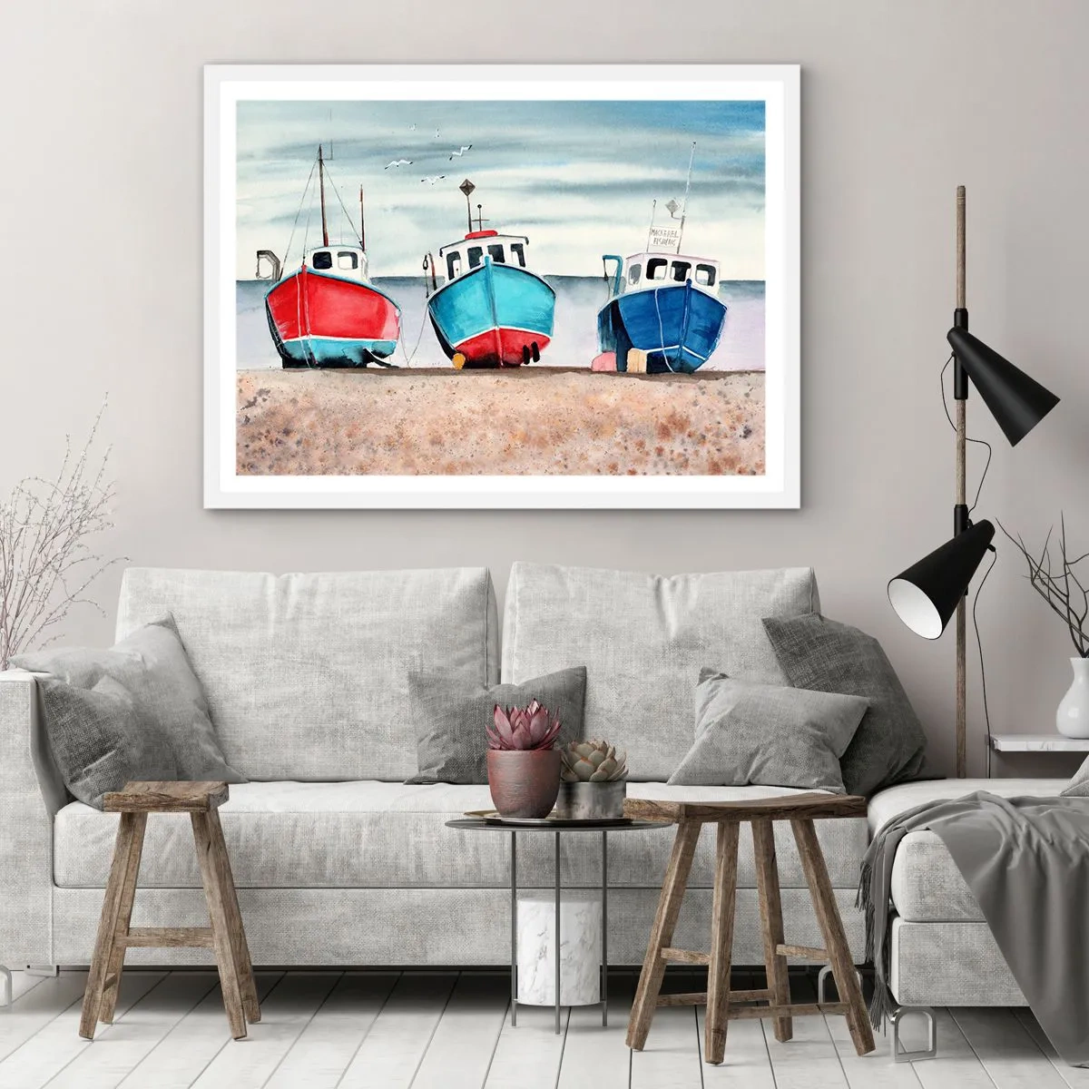 Poster in white frmae - Ready for Fishing - 91x61 cm