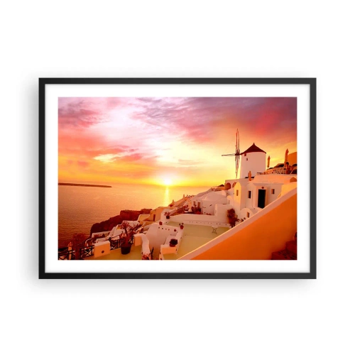 Poster in black frame - Melting in White and Gold - 70x50 cm