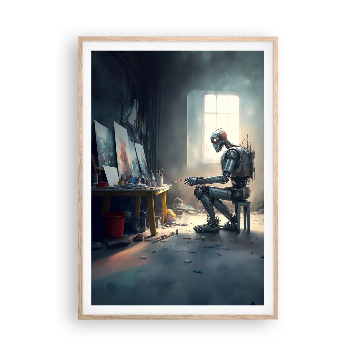 Poster in light oak frame - Act of Creation - 70x100 cm