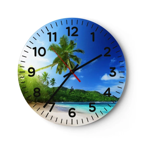 Wall clock - Clock on glass - Mild Touch of the Tropics - 30x30 cm