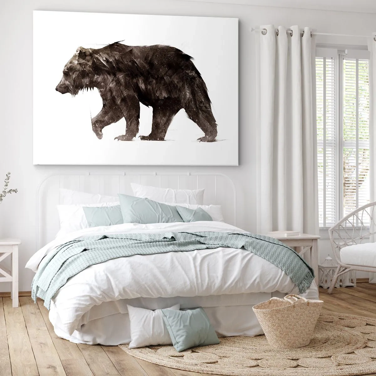 Canvas picture - Artistic silhouette of a bear - 70x50cm - I Always Wear Real Fur! - Modern wall decoration for the living room and bedroom ARTTOR