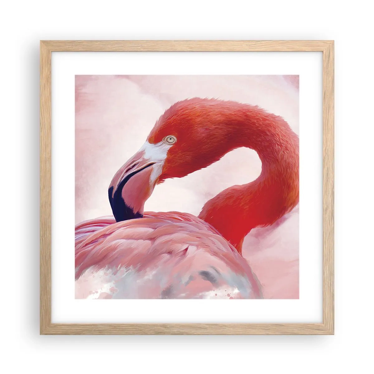 Poster in light oak frame - Bird Look - 40x40 cm