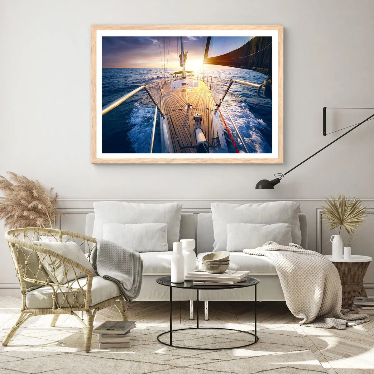 Poster in light oak frame - Running on Waves - 70x50 cm