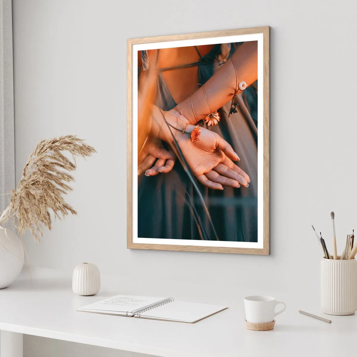 Poster in light oak frame - Connected with Nature - 40x50 cm