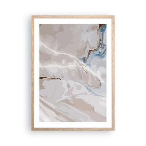 Poster in light oak frame - Blue Meanders under White - 50x70 cm