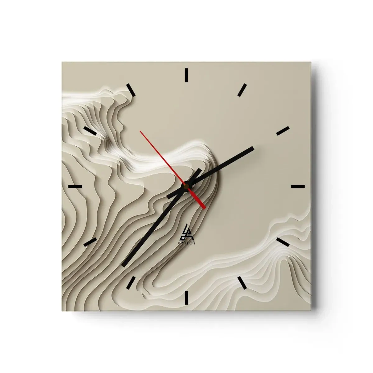 Wall clock - Clock on glass - Topography of Art. - 40x40 cm