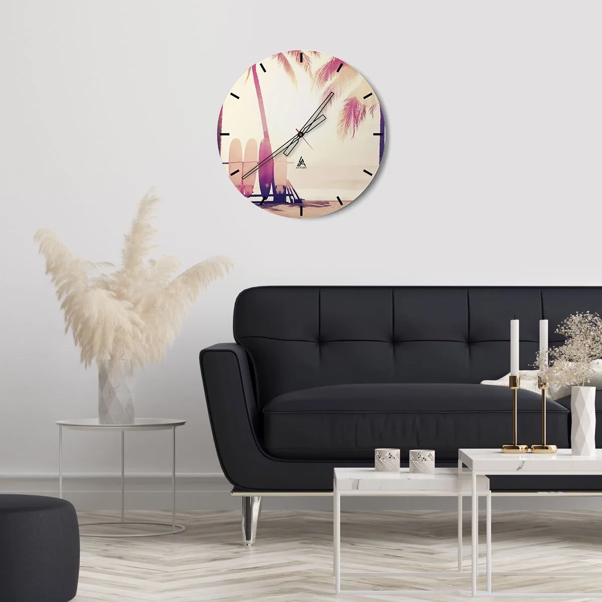 Wall clock - Clock on glass - It Will Be a Wonderful Day - 40x40 cm