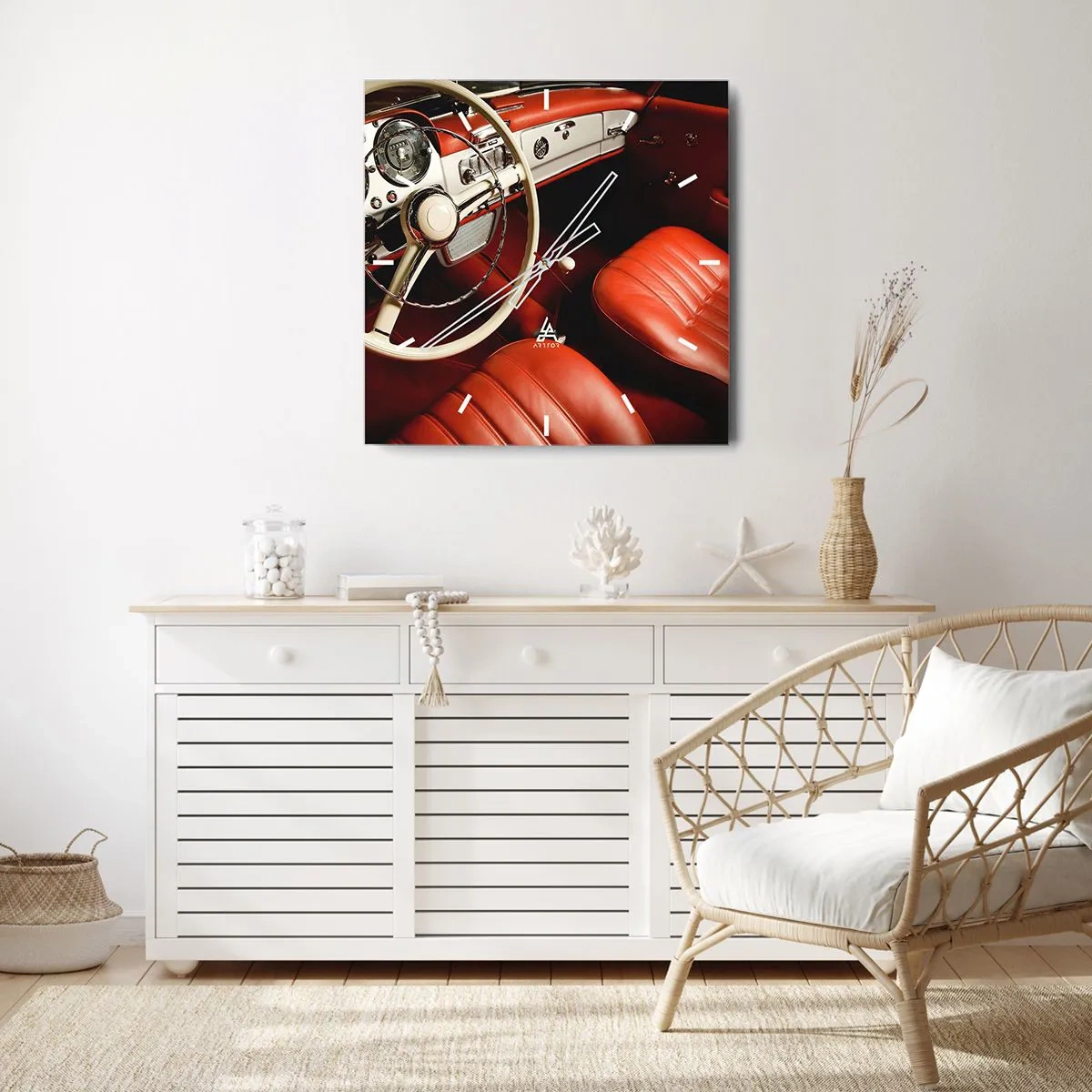 Wall clock - Clock on glass - Luxury Vintage Style - 30x30 cm