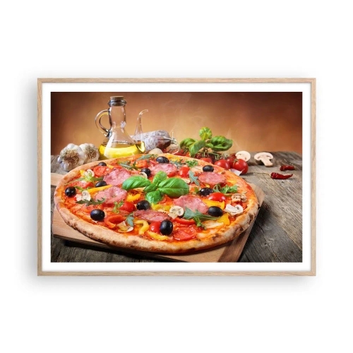Poster in light oak frame - With a Real Italian Flavouring - 100x70 cm